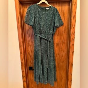 Baltic Born Teal Green Floral Midi Dress with Tie Waist